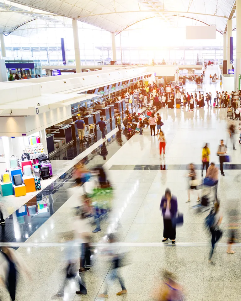 Crowd of people waiting for check-in