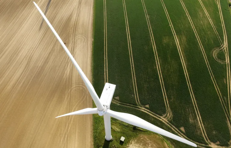 aerial view of wind turbine