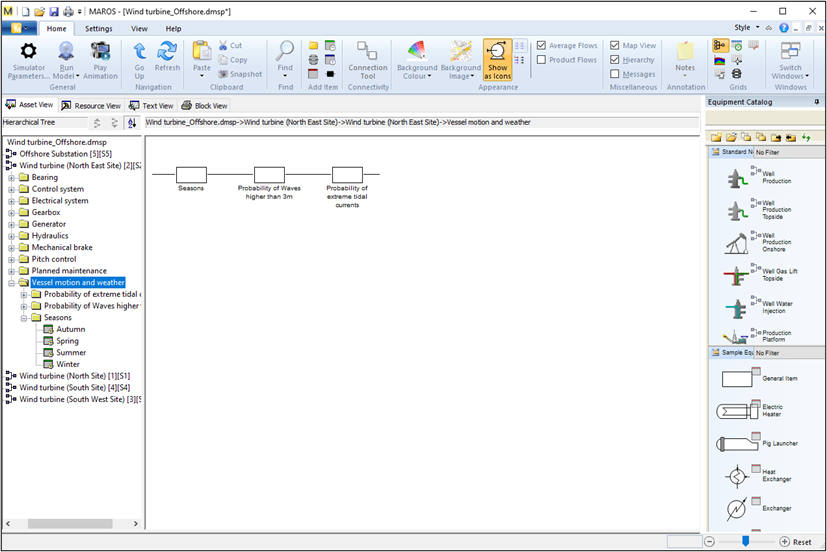 Reliability Block Diagrams (RBD) representing events in Maros screenshot