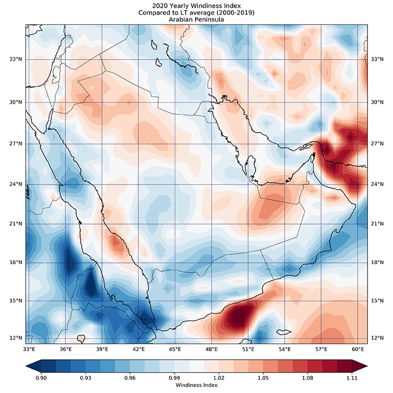 Windiness 2020 Arabian Peninsula