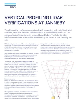 Vertical profiling lidar verifications at Janneby