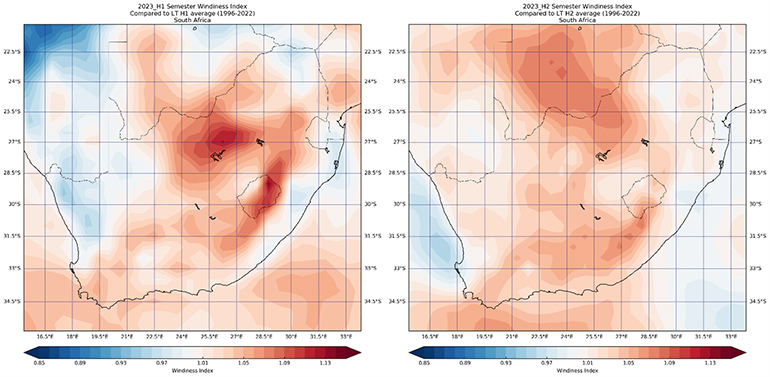 2023 H1 H2 Semester Windiness Indexes South Africa