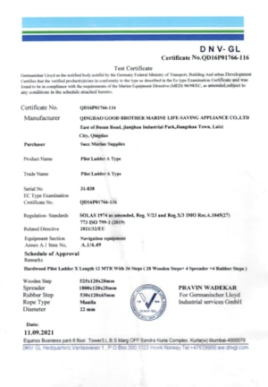 Pilot Ladder Certificate