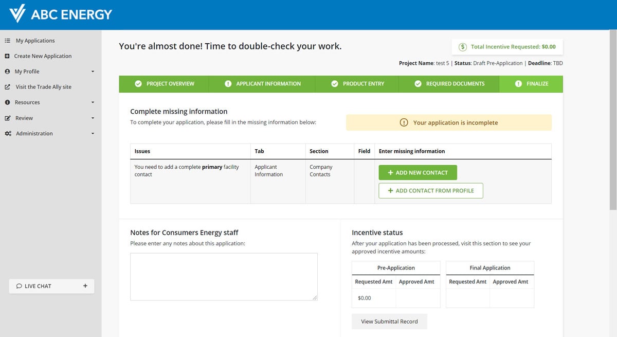 EVOLVE impact flow online app finalize