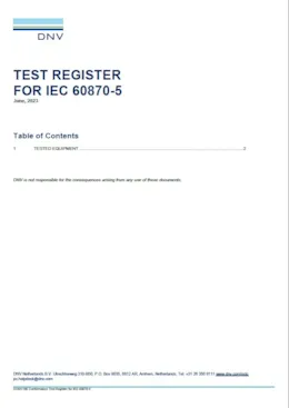 Conformance test register IEC 60780-5