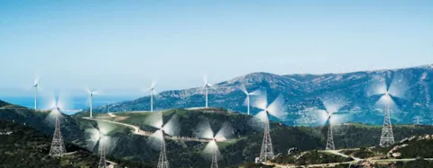 Wind turbines on a hill