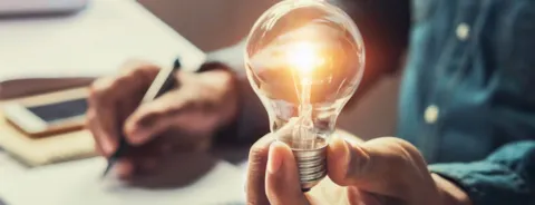 Business accounting and concept saving energy in office