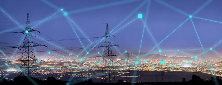 High-power electricity poles connected to smart grid energy supply