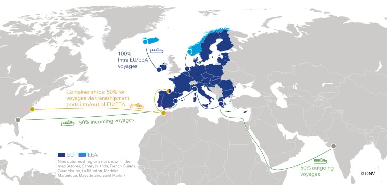 FuelEU Maritime requirements based on percentage of energy used on voyages (image) FuelEU Maritime requirements based on percentage of energy used on voyages (image)